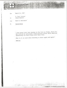 Memorandum from Mark H. McCormack to H. Kent Stanner and Chuck Bennett