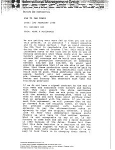 Fax from Mark H. McCormack to Shigeki Uji