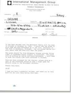 Fax from Laurie Roggenburk to Lillian