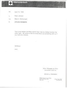 Memorandum from Mark H. McCormack to Peter Johnson