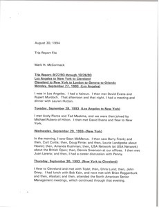 Memorandum from Mark H. McCormack to trip report file