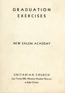Program for the 1936 graduation exercises at New Salem Academy