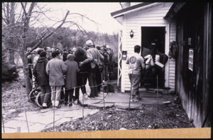 Supporters gathered at the home of war tax resisters Randy Kehler and Betsy Corner, around the time of their eviction