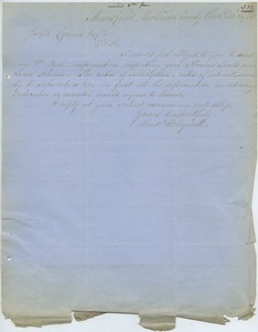 Letter from Frederick Holeywell to Joseph Lyman
