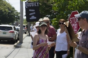 Women and group of Pro-immigration rally outside the Chatham town office building : taken at the 'Families Belong Together' protest against the Trump administration's immigration policies