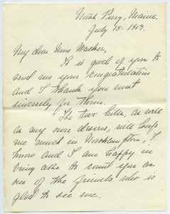 Letter from Florence Porter Lyman to Mrs. Weeks