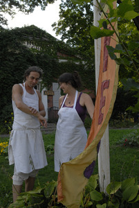 Hungry Ghost Bread: owners Jonathan C. Stevens and Cheryl Maffei outside the bakery