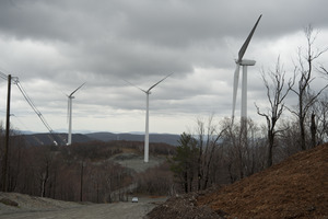 Service road and array of wind turbines, Berkshire Wind Power Project