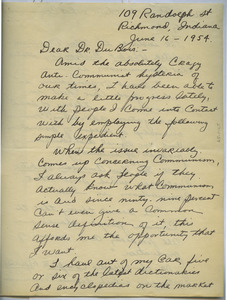 Letter from Karol Fahnestock to W. E. B. Du Bois