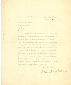 Letter from Edwin D. Sheen to W. E. B. Du Bois
