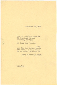 Letter from W. E. B. Du Bois to E. Franklin Frasier - Digital Commonwealth
