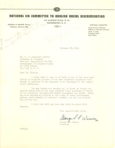 Letter from National C.I.O. Committee to Abolish Racial Discrimination to W. E. B. Du Bois