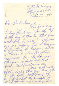 Letter from Christine C. Johnson to W. E. B. Du Bois