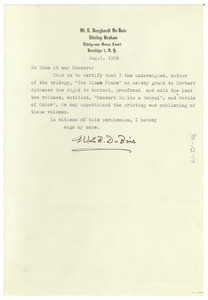 Letter from W. E. B. Du Bois