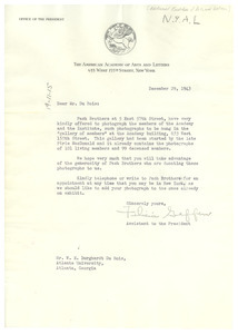 Letter from National Institute of Arts and Letters to W. E. B. Du Bois