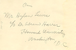 Address of Mr. Hylan Lewis