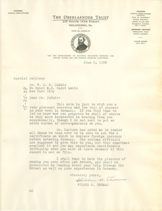 Letter from Oberlaender Trust to W. E. B. Du Bois