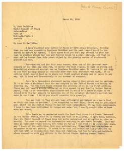 Letter from W. E. B. Du Bois to World Peace Council