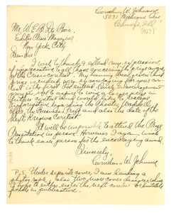 Letter from Cornelius W. Johnson to W. E. B. Du Bois