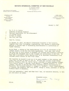 Letter from Mayor's Interracial Committee of New Rochelle to W. E. B. Du Bois