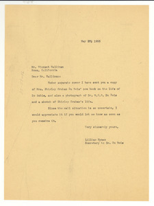 Letter from Lillian Hyman to Vincent Hallinan