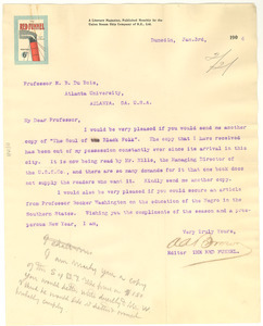 Letter from The Red Funnel to W. E. B. Du Bois