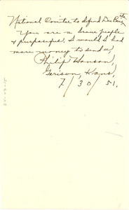 Letter from Philip Hanson and Garrison Kraus to National Committee to Defend Dr. W. E. B. Du Bois and Associates in the Peace Information Center