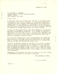 Letter from W. E. B. Du Bois to United Nations