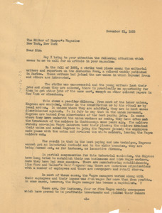 Letter from W. E. B. Du Bois to Harper's Monthly