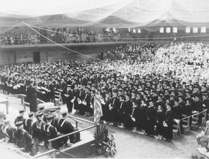 Commencement ceremony in the Physical Education building