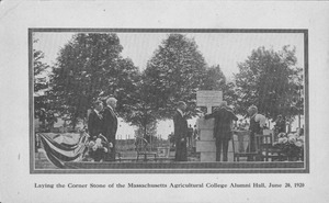 Laying the corner stone to the Massachusetts Agricultural College Alumni Hall, June 20, 1920