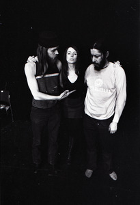 Lannes Kenfield (l), Sandy Nisson, and Tuli Kupferberg in a perfomance of the Revolting Theater at Emerson College
