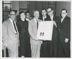 Presentation of the 1957 Thumbs Up Award to the Gificraft Leather Company