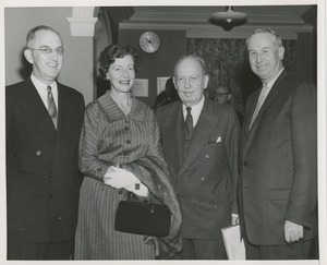 NYU president Carroll V. Newsom and Jeremiah Milbank Sr. with attendees of NYU affiliation ceremony