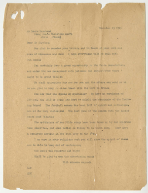 Letter from Laurence L. Doggett to Louis Marchand (November 15 ,1911)