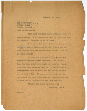 Letter from Laurence L. Doggett to Daniel Kruidenier (November 28, 1916)
