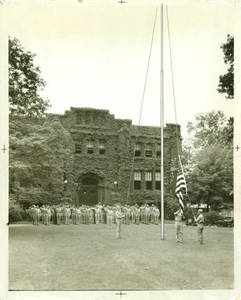 Flag Raising in Front of Marsh Memorial, 1942