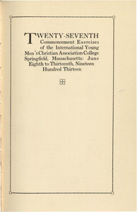 Springfield College Commencement Program (1913)