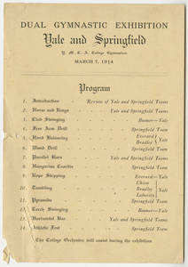 Yale and Springfield Dual Gymnastic Exhibition program (March 7, 1914)