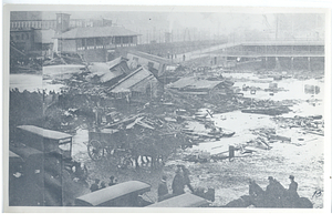 Molasses Flood, view from tracks of wreckage