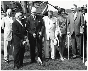 Mayor John F. Collins, unidentified woman, and unidentified men at groundbreaking ceremony