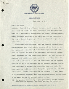 All City of Boston contracts shall be publicly advertised and awarded in strict accordance with the procedure detailed in the contract manual