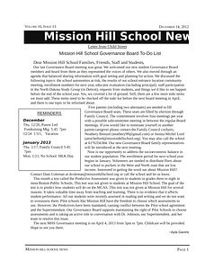 Mission Hill School newsletter, December 14, 2012