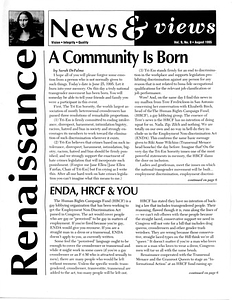 Renaissance News & Views, Vol. 9 No. 8 (August 1995)