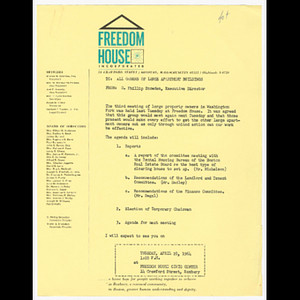 Letter from Otto Snowden to Large Apartment Building Owners (LAB) about meeting to be held April 28, 1964