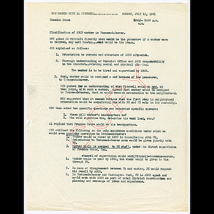 Copy of summary of conference with Al Mitchell on July 17, 1961