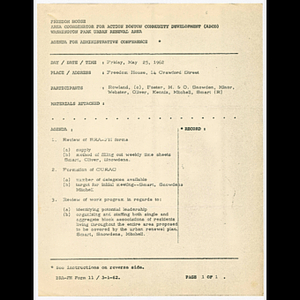 Agenda and minutes for administrative conference on May 24, 1962