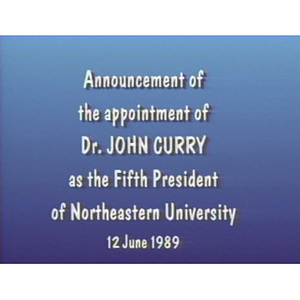 Announcement of the appointment of Dr. John Curry as President of Northeastern University and electricity lecture