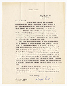 Letter from Roger N. Baldwin to Francis Russell, September 25, 1961