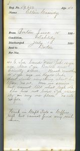 Tewksbury Almshouse Intake Record: Cassidy, Ellen